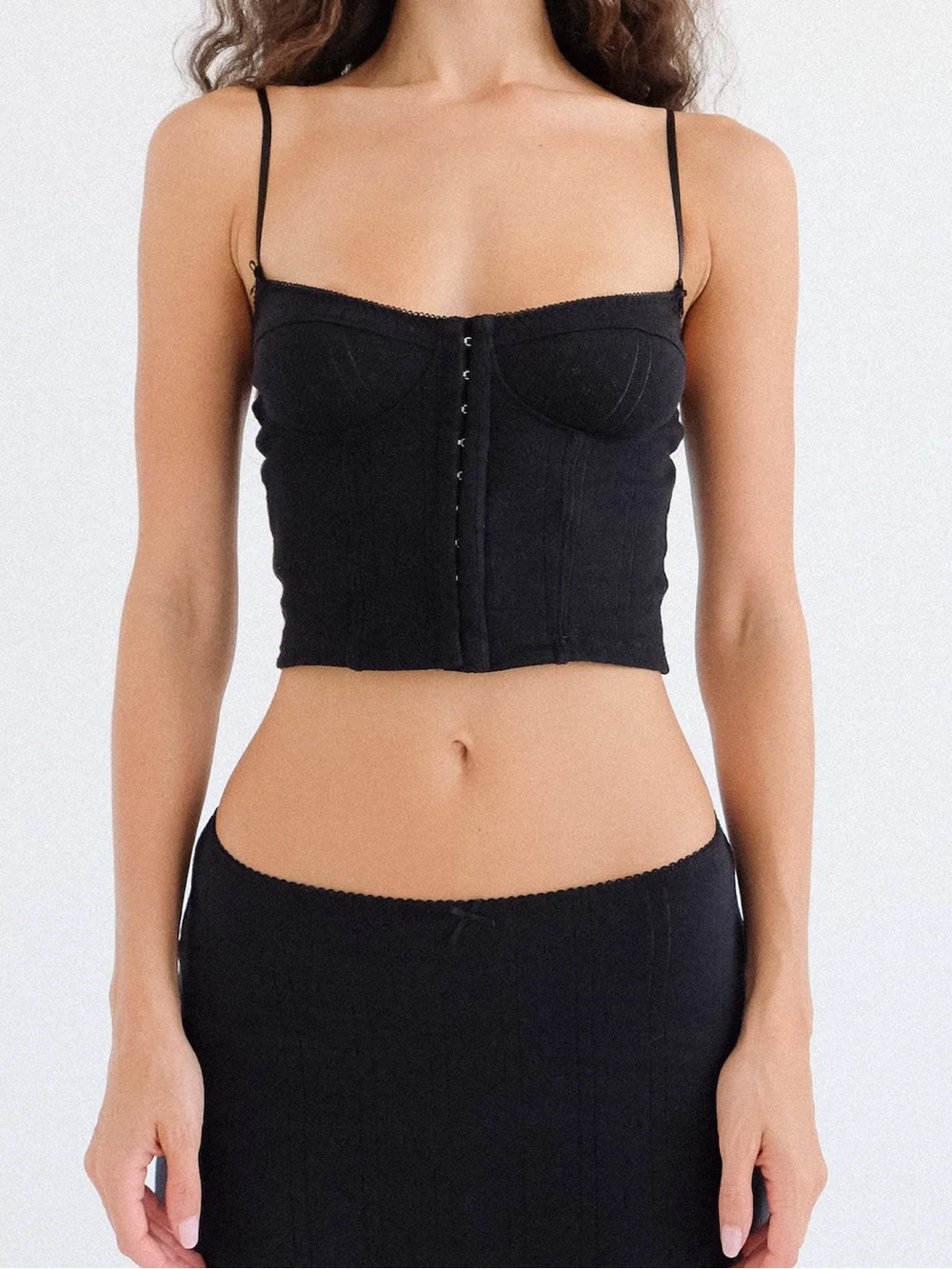 Cou Cou Intimates The Corselette Black Cotton Pointelle